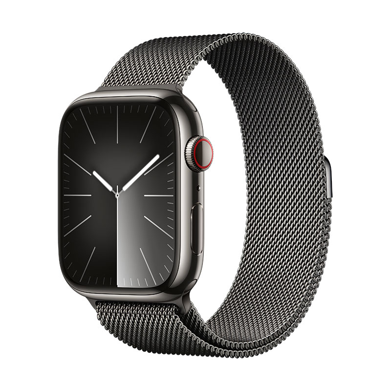 Apple Watch 9 GPS + Cell grafite em ao, 45mm + Bracelete Milanesa grafite.
