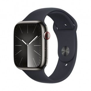 Apple Watch 9 GPS + Cell grafite em ao, 45mm + Bracelete desportiva meia-noite M/L
