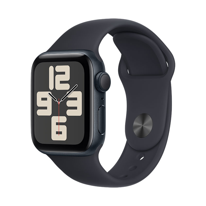 Apple Watch SE 2023 meia-noite, 40mm - Bracelete desportiva meia-noite S/M