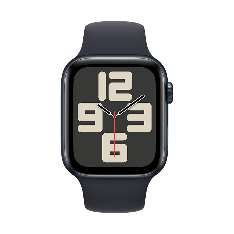 Apple Watch SE 2023 meia-noite, 44mm - Bracelete desportiva meia-noite S/M.