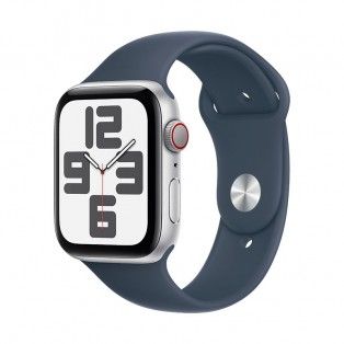 Apple Watch SE 2023 GPS+Cell prateado, 44mm  - Bracelete desportiva azul S/M.