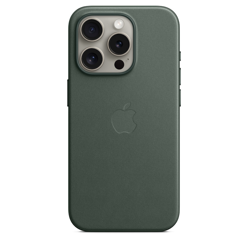 Capa Apple em tecido FineWoven para iPhone 15 Pro com MagSafe - Verde perene