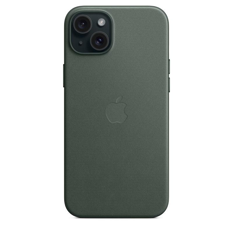 Capa Apple em tecido FineWoven para iPhone 15 Plus com MagSafe - Verde perene