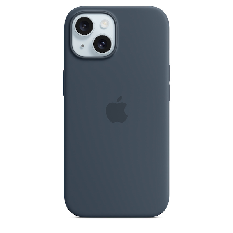 Capa para iPhone 15 em silicone com MagSafe - Azul trovoada