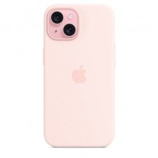 Capa para iPhone 15 em silicone com MagSafe - Rosa-claro