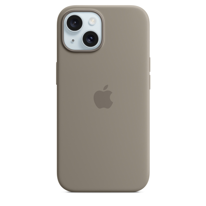 Capa para iPhone 15 em silicone com MagSafe - Barro