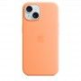 Capa para iPhone 15 em silicone com MagSafe - Sorvete de laranja