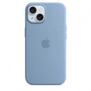 Capa para iPhone 15 em silicone com MagSafe - Azul-inverno