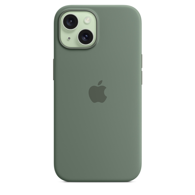 Capa para iPhone 15 em silicone com MagSafe - Cipreste