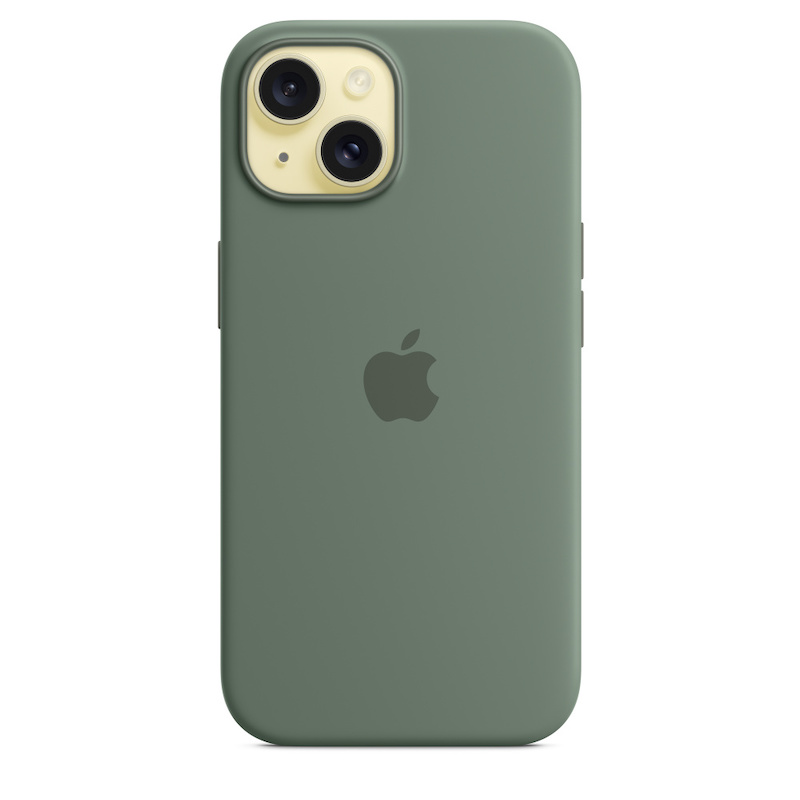 Capa para iPhone 15 em silicone com MagSafe - Cipreste