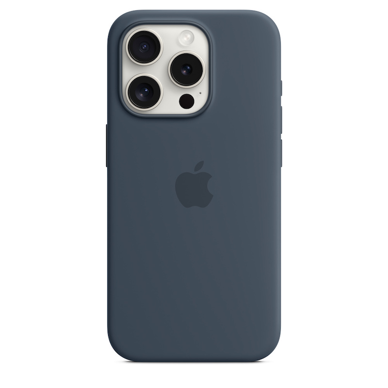Capa para iPhone 15 Pro em silicone com MagSafe - Azul trovoada