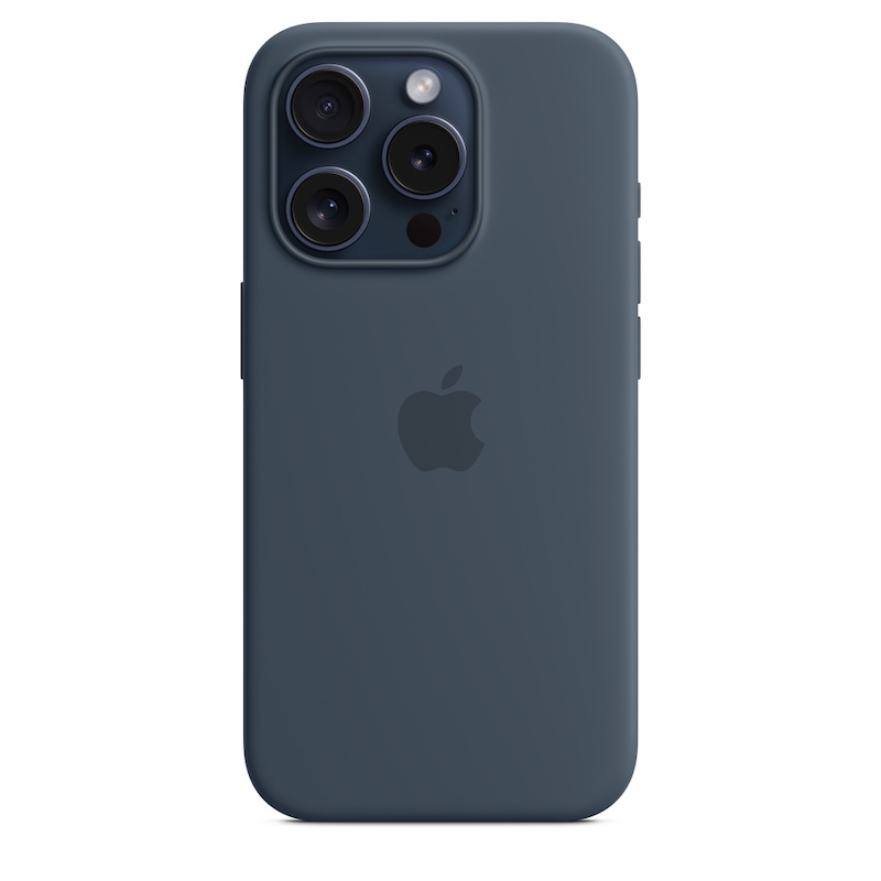 Capa para iPhone 15 Pro em silicone com MagSafe - Azul trovoada