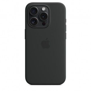 Capa para iPhone 15 Pro em silicone com MagSafe - Preto