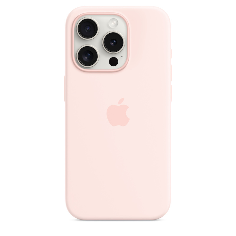 Capa para iPhone 15 Pro em silicone com MagSafe - Rosa-claro