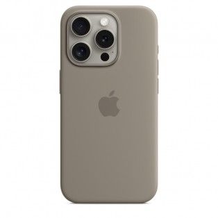 Capa para iPhone 15 Pro em silicone com MagSafe - Barro