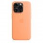 Capa para iPhone 15 Pro em silicone com MagSafe - Sorvete de laranja