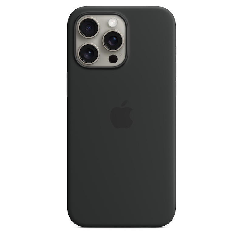 Capa para iPhone 15 Pro Max em silicone com MagSafe - Preto