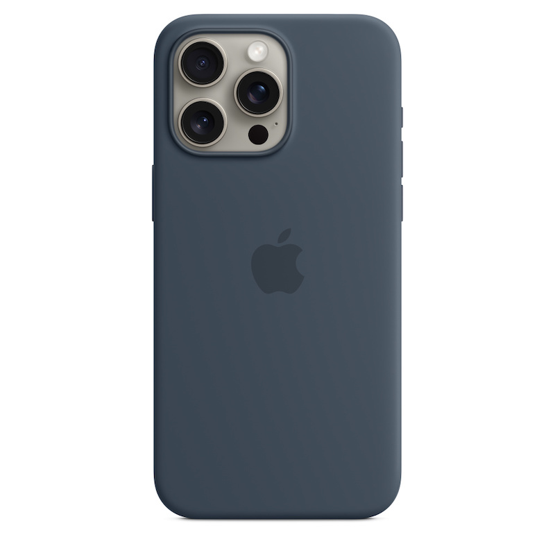 Capa para iPhone 15 Pro Max em silicone com MagSafe - Azul trovoada