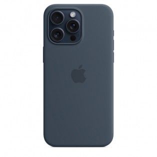 Capa para iPhone 15 Pro Max em silicone com MagSafe - Azul trovoada