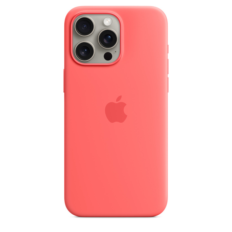 Capa para iPhone 15 Pro Max em silicone com MagSafe - Goiaba