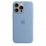 Capa para iPhone 15 Pro Max em silicone com MagSafe - Azul-inverno