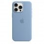 Capa para iPhone 15 Pro Max em silicone com MagSafe - Azul-inverno