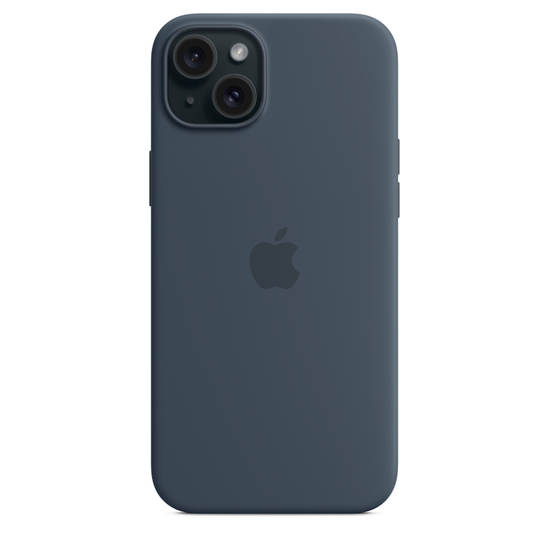 Capa para iPhone 15 Plus em silicone com MagSafe - Azul trovoada