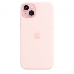 Capa para iPhone 15 Plus em silicone com MagSafe - Rosa-claro