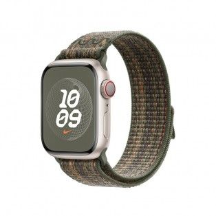 Bracelete Loop desportiva Nike para Apple Watch de 42/49mm - Sequoia/laranja