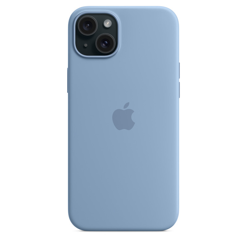 Capa para iPhone 15 Plus em silicone com MagSafe - Azul-inverno