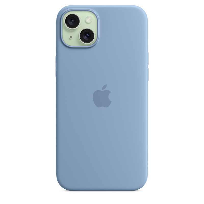 Capa para iPhone 15 Plus em silicone com MagSafe - Azul-inverno