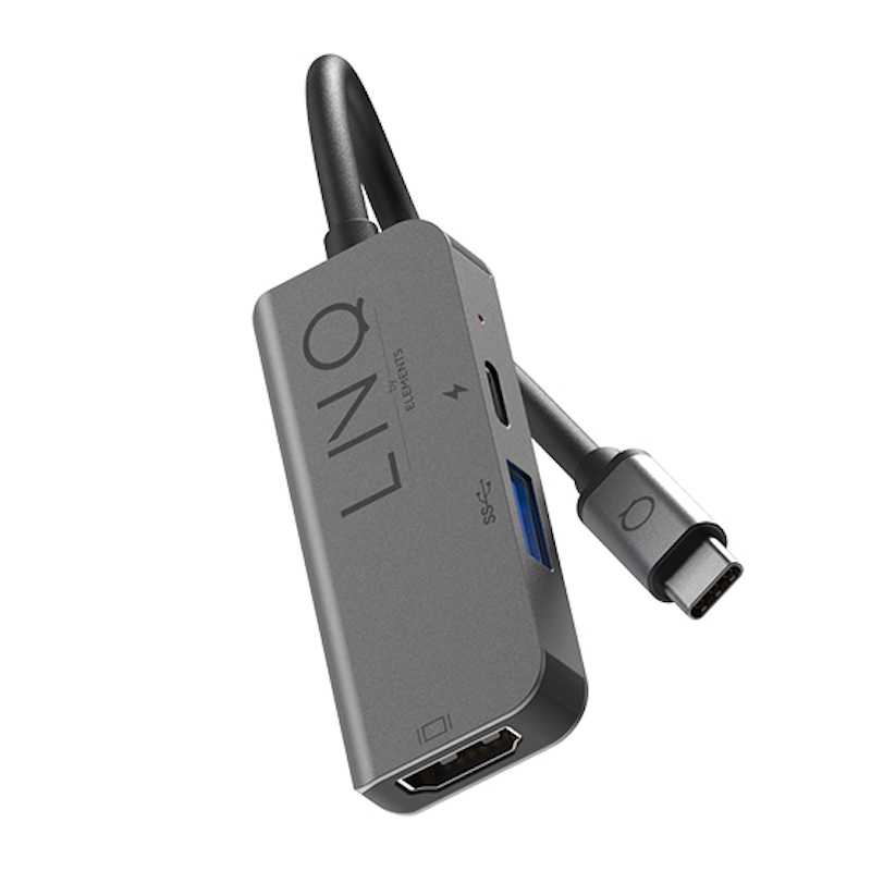 HUB Linq USB-C 3 em 1 com HDMI - Cinzento