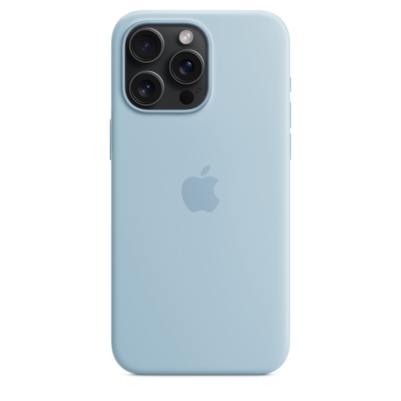 Capa para iPhone 15 Pro Max em silicone com MagSafe - Azul-claro