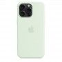 Capa para iPhone 15 Pro Max em silicone com MagSafe - Verde-menta suave