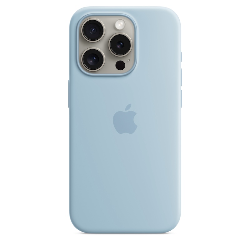 Capa para iPhone 15 Pro em silicone com MagSafe - Azul-claro