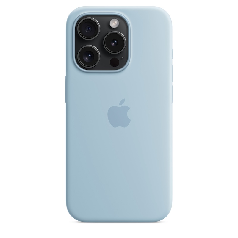Capa para iPhone 15 Pro em silicone com MagSafe - Azul-claro