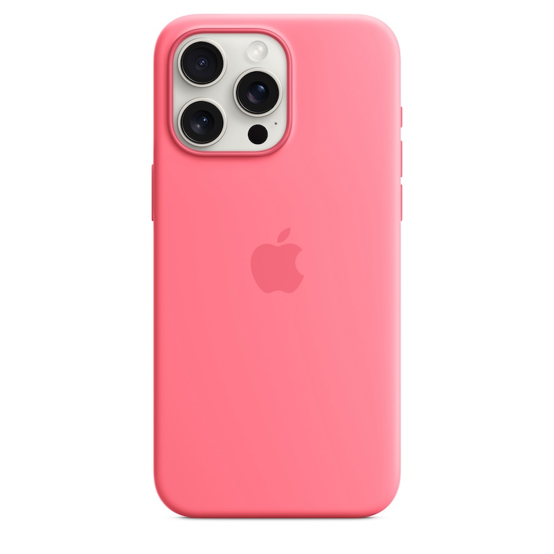 Capa para iPhone 15 Pro Max em silicone com MagSafe - Rosa