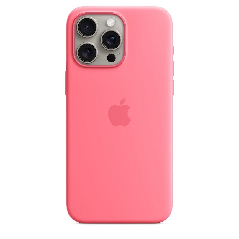 Capa para iPhone 15 Pro Max em silicone com MagSafe - Rosa