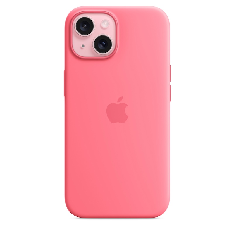Capa para iPhone 15 em silicone com MagSafe - Rosa