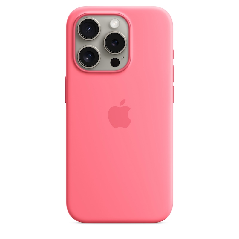 Capa para iPhone 15 Pro em silicone com MagSafe - Rosa