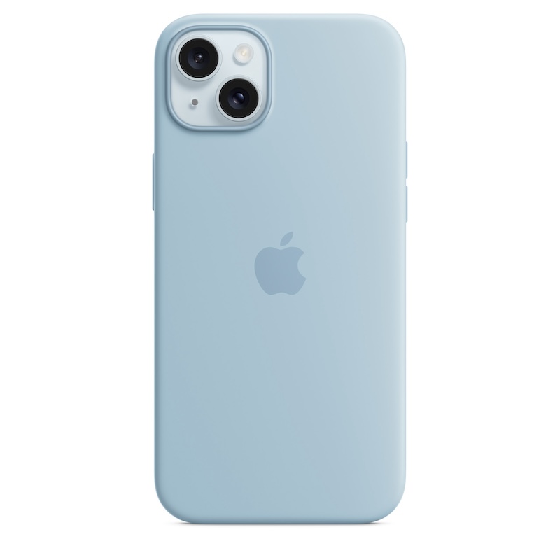 Capa para iPhone 15 Plus em silicone com MagSafe - Azul-claro